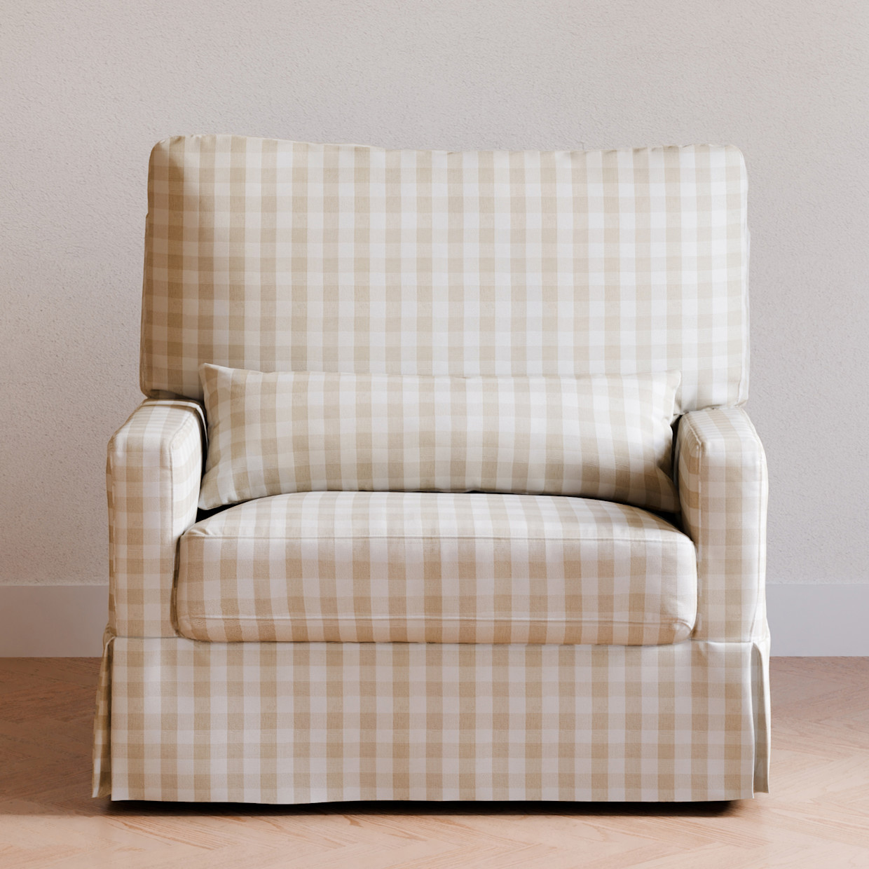 Namesake Crawford Pillowback Chair and a Half - Tan Gingham.