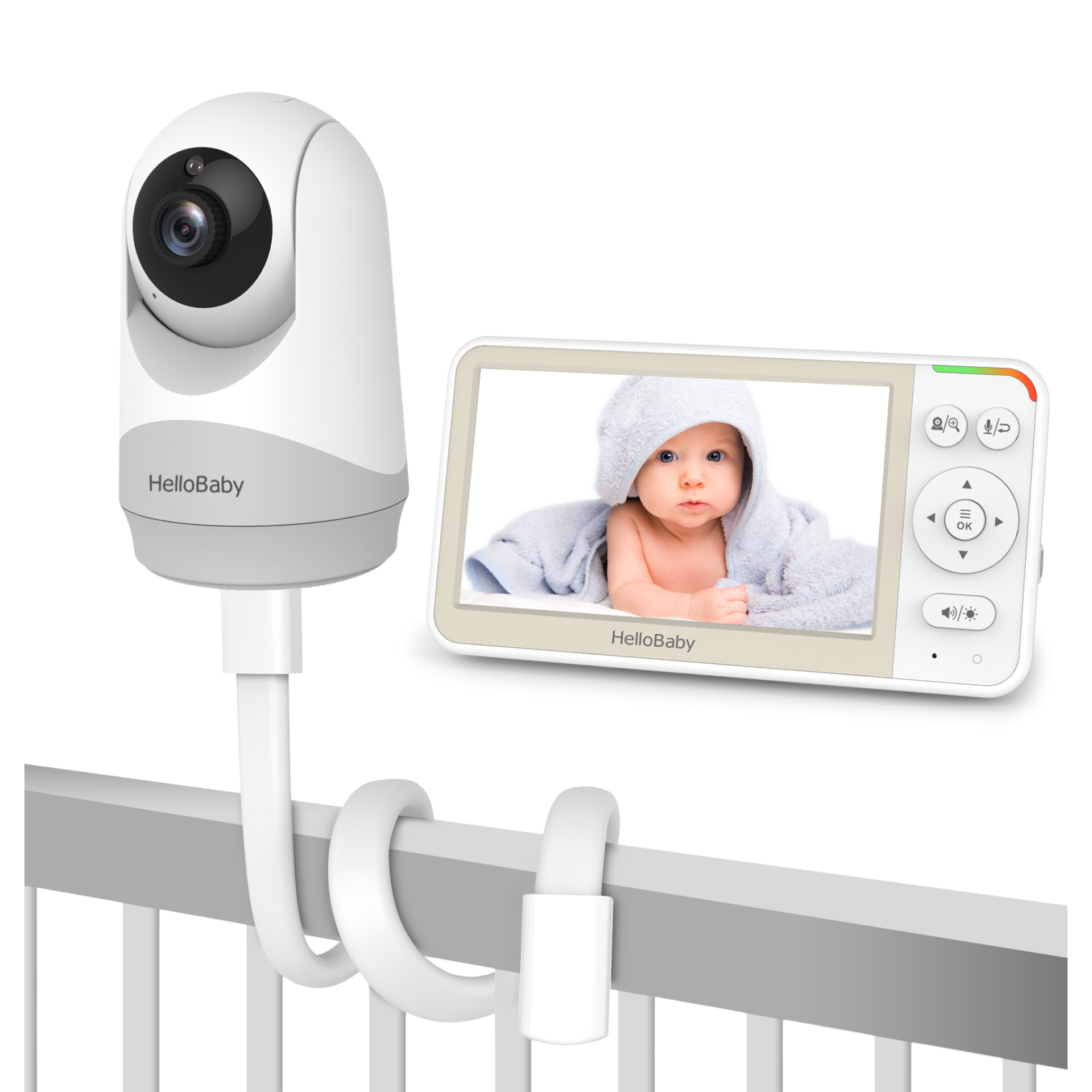 HelloBaby 5.0" IPS LCD Digital Wireless Video Baby Monitor with Mount.