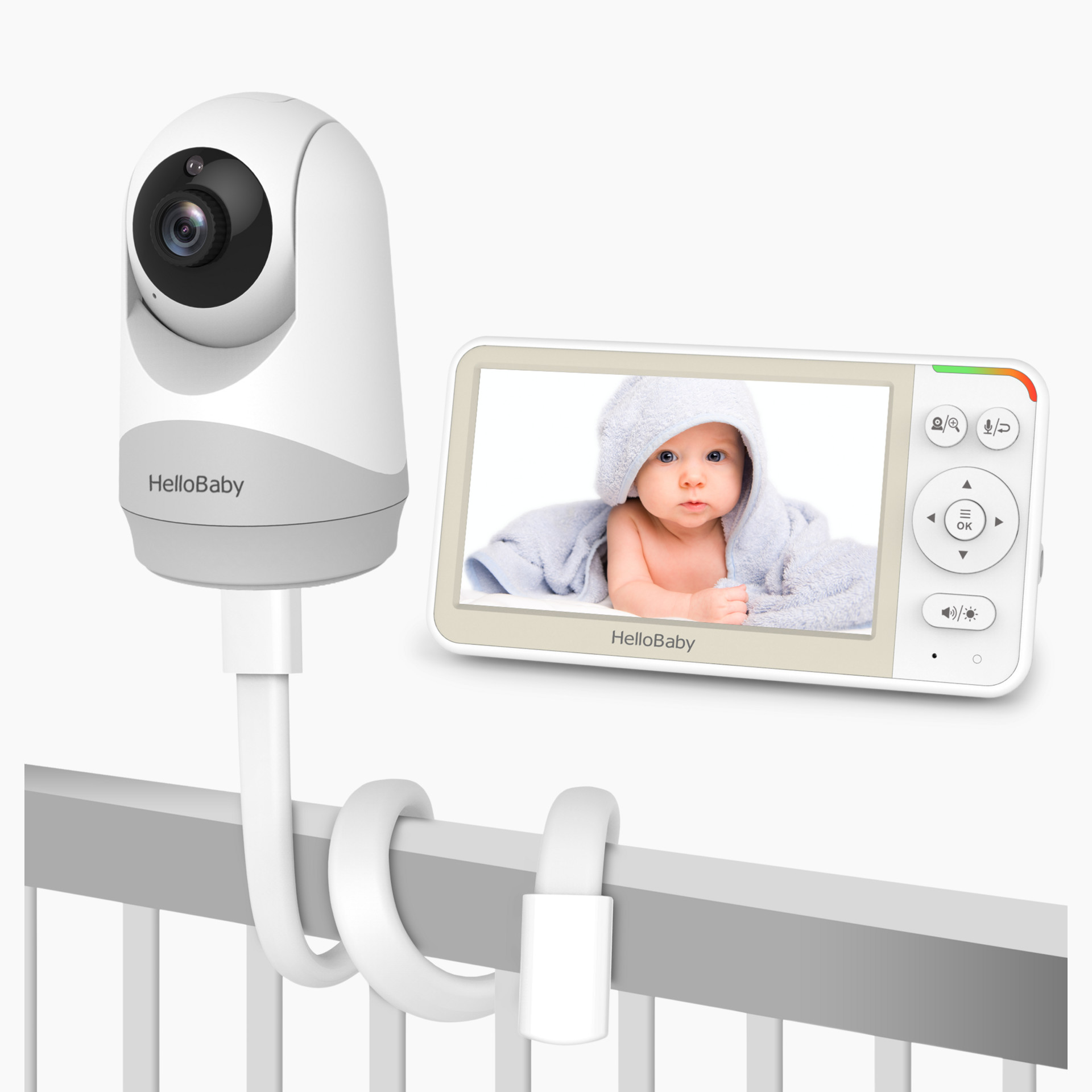 HelloBaby 6'' IPS Screen Baby Monitor With Flexible Mount - No WiFi Camera With 30 Hour Battery