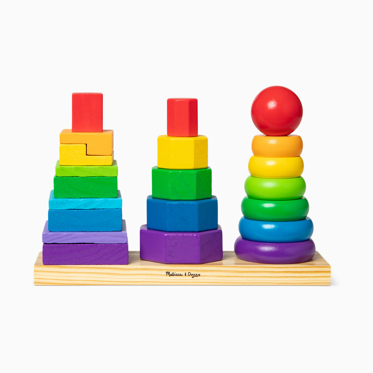 Melissa & Doug Geometric Stacker Wooden Educational Toy.