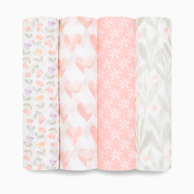 Aden + Anais Essentials Cotton Muslin Swaddles (4 Pack) - Piece Of My Heart.