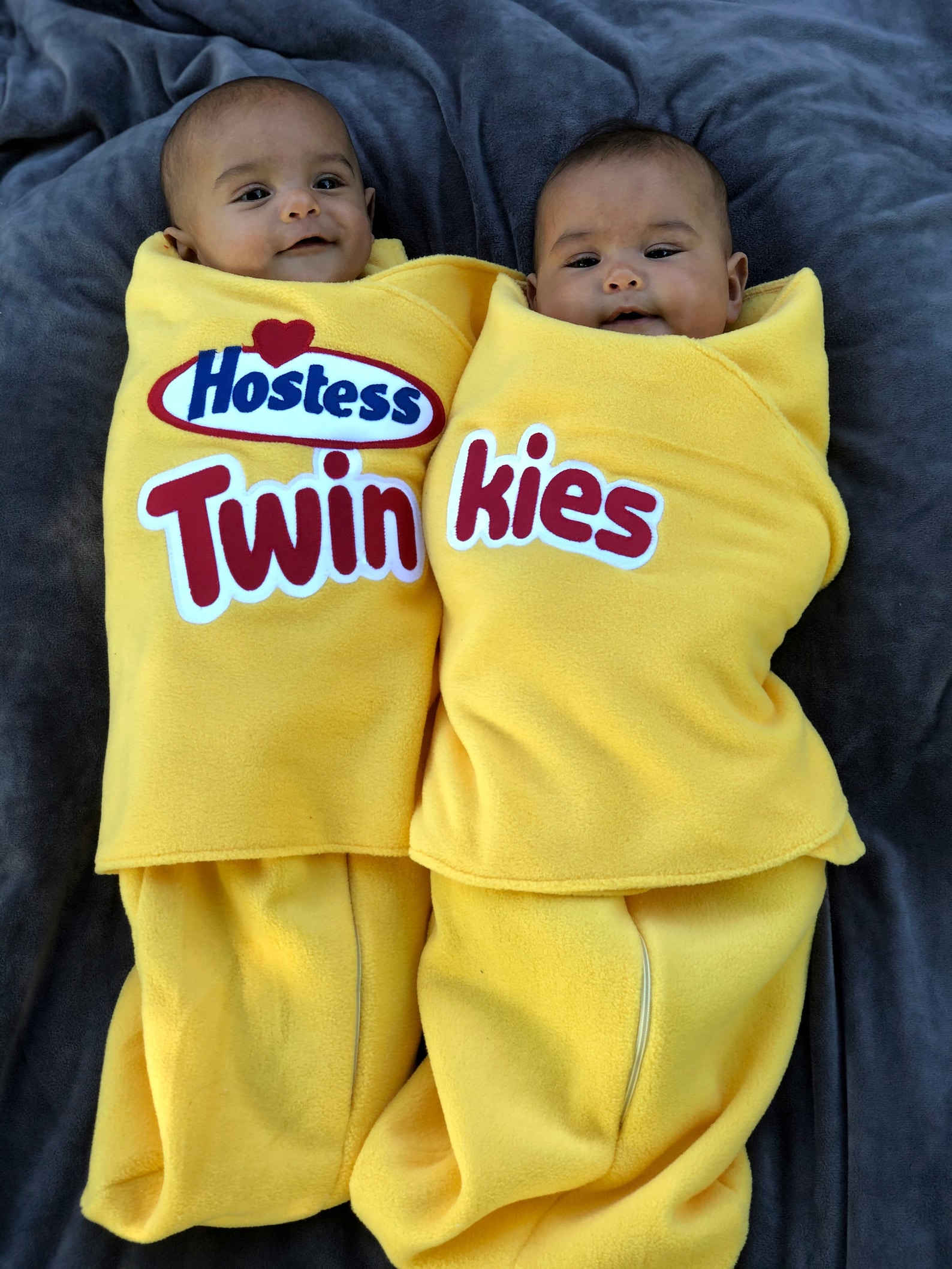 Twinkies Twin Baby Swaddle Costumes.