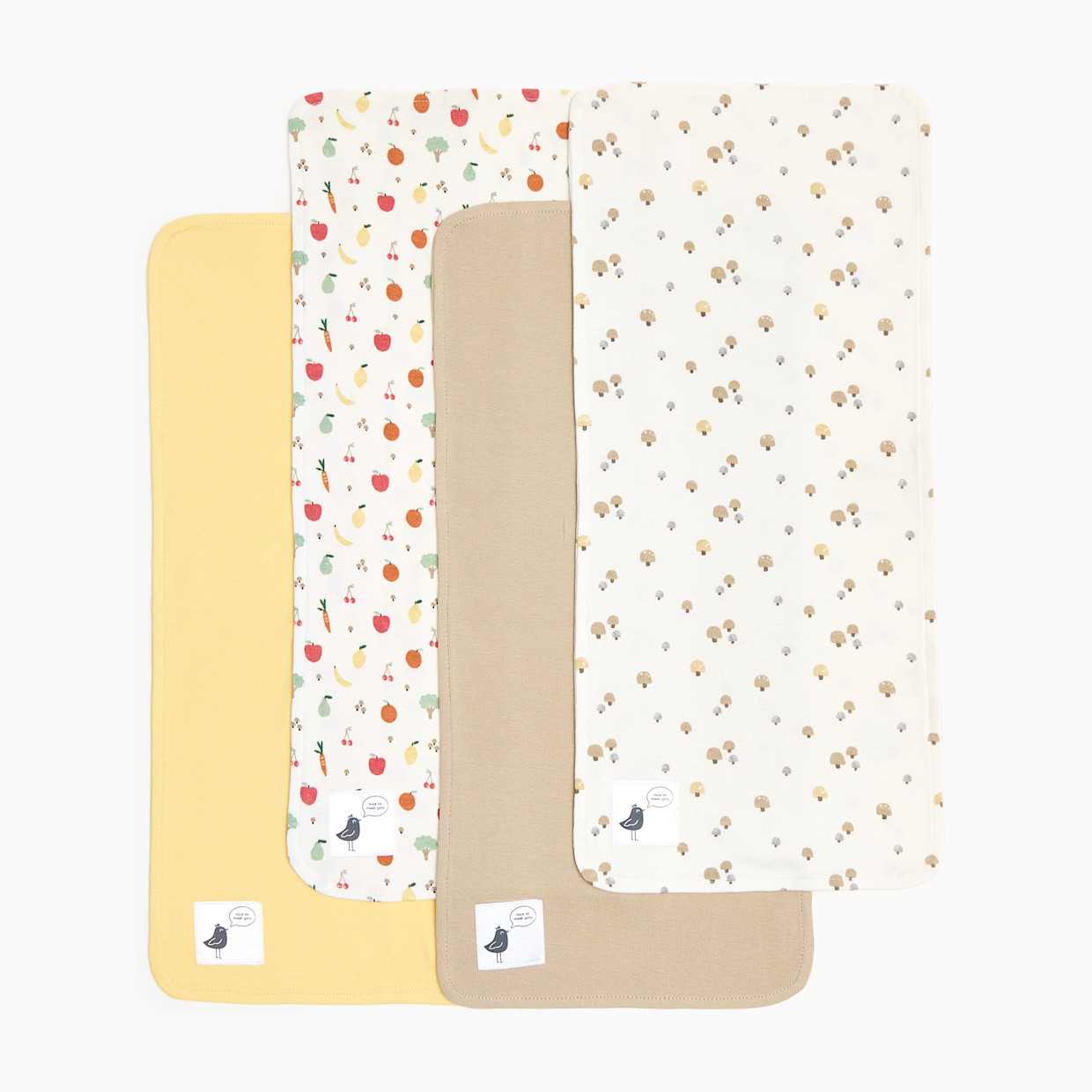 Small Story Organic Cotton Burp Cloth (4 Pack) - Veggie Garden.