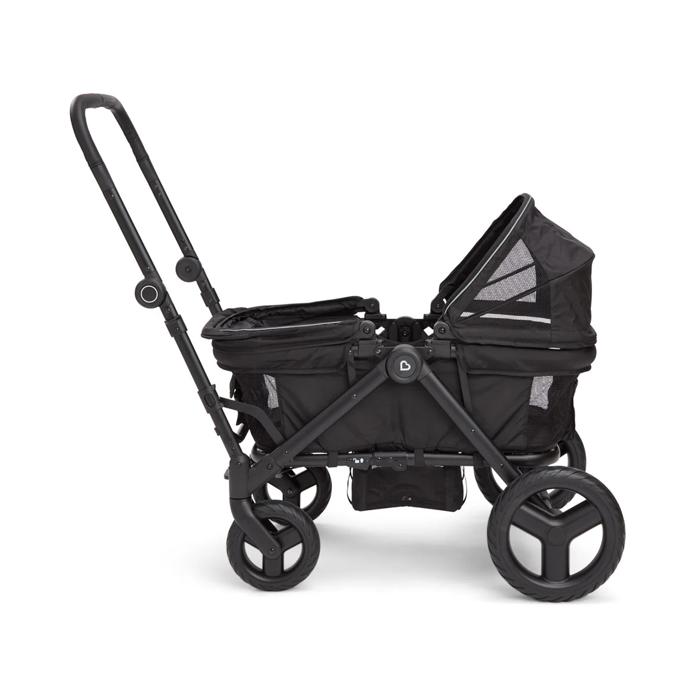 Munchkin Collapsible Wagon for Kids, Foldable, Ultra-Compact and Lightweight Stroller Wagon, All-Terrain Wheels, Adjustable Sun Canopy - Holds Up to 2 Passengers, Black