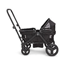 Munchkin Collapsible Wagon for Kids, Foldable, Ultra-Compact and Lightweight Stroller Wagon, All-Terrain Wheels, Adjustable Sun Canopy - Holds Up to 2 Passengers, Black