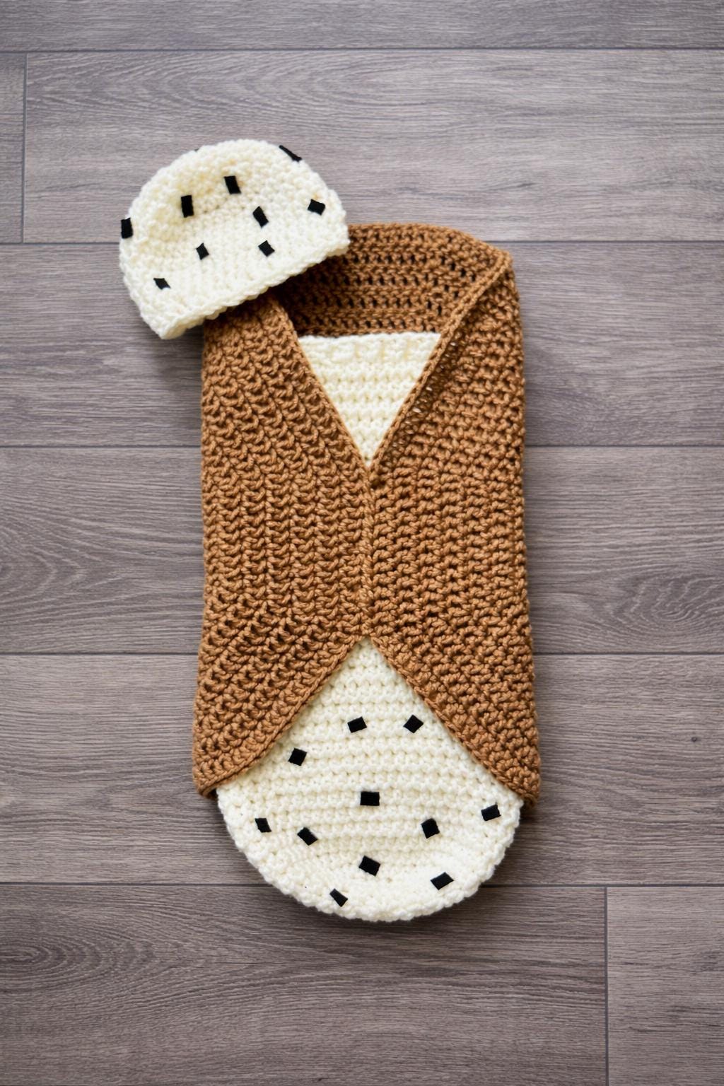 Nicoles Yarn Treasures Crochet Cannoli Baby Cocoon.