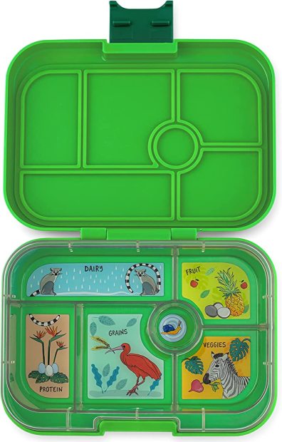 Gobe Kids Bento Style Lunch Box with Snack Spinner;- Divided Lunch Container with 6 Compartments Including Sandwich Tray and Fruit Storage, for School