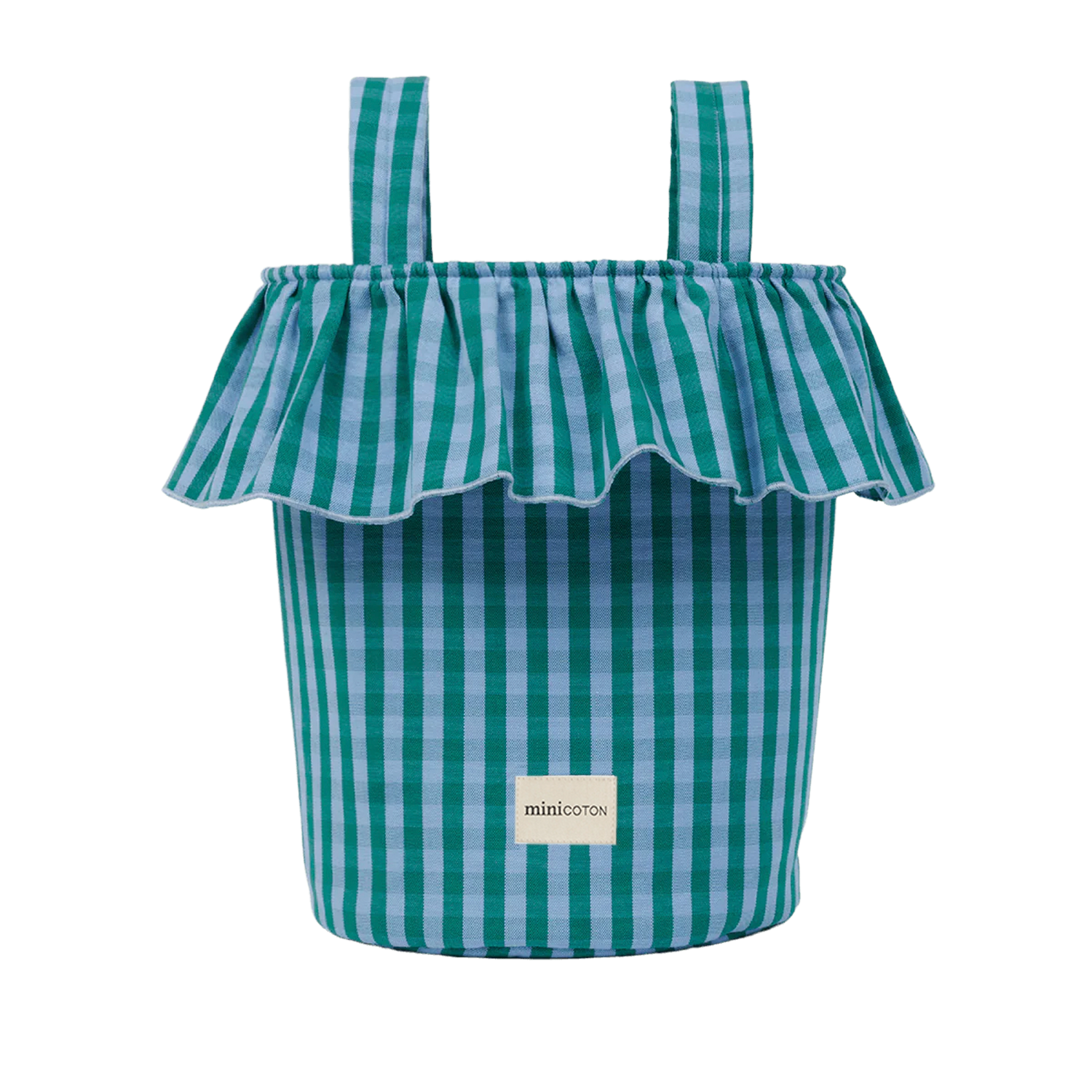 minicoton Basket Vichy - Green + Sky Blue.