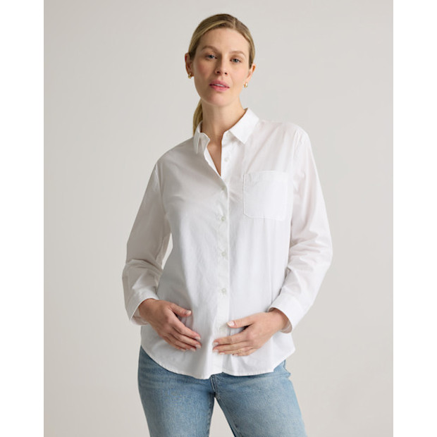 Quince 100% Organic Cotton Poplin Maternity Long Sleeve Shirt.