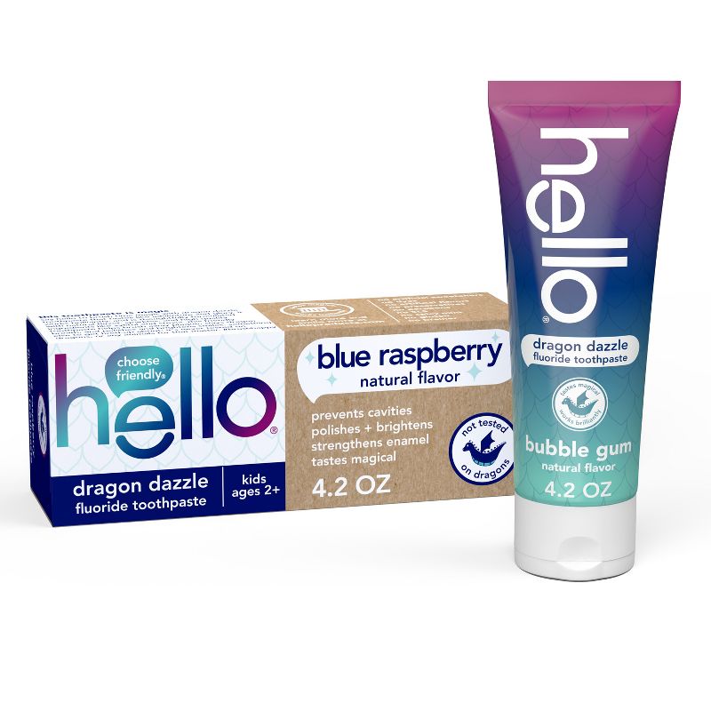 hello Kids' Dragon Dazzle Blue Raspberry Fluoride Toothpaste.