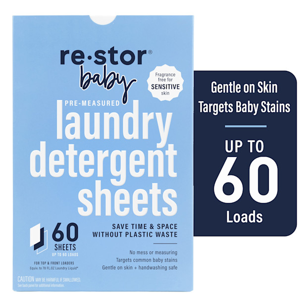 Restor Baby Laundry Detergent Sheets 60 Pack (unscented).