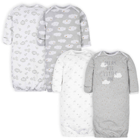 Gerber 4-Pack Baby Neutral Sheep Gowns.