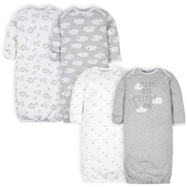 Gerber 4-Pack Baby Neutral Sheep Gowns.