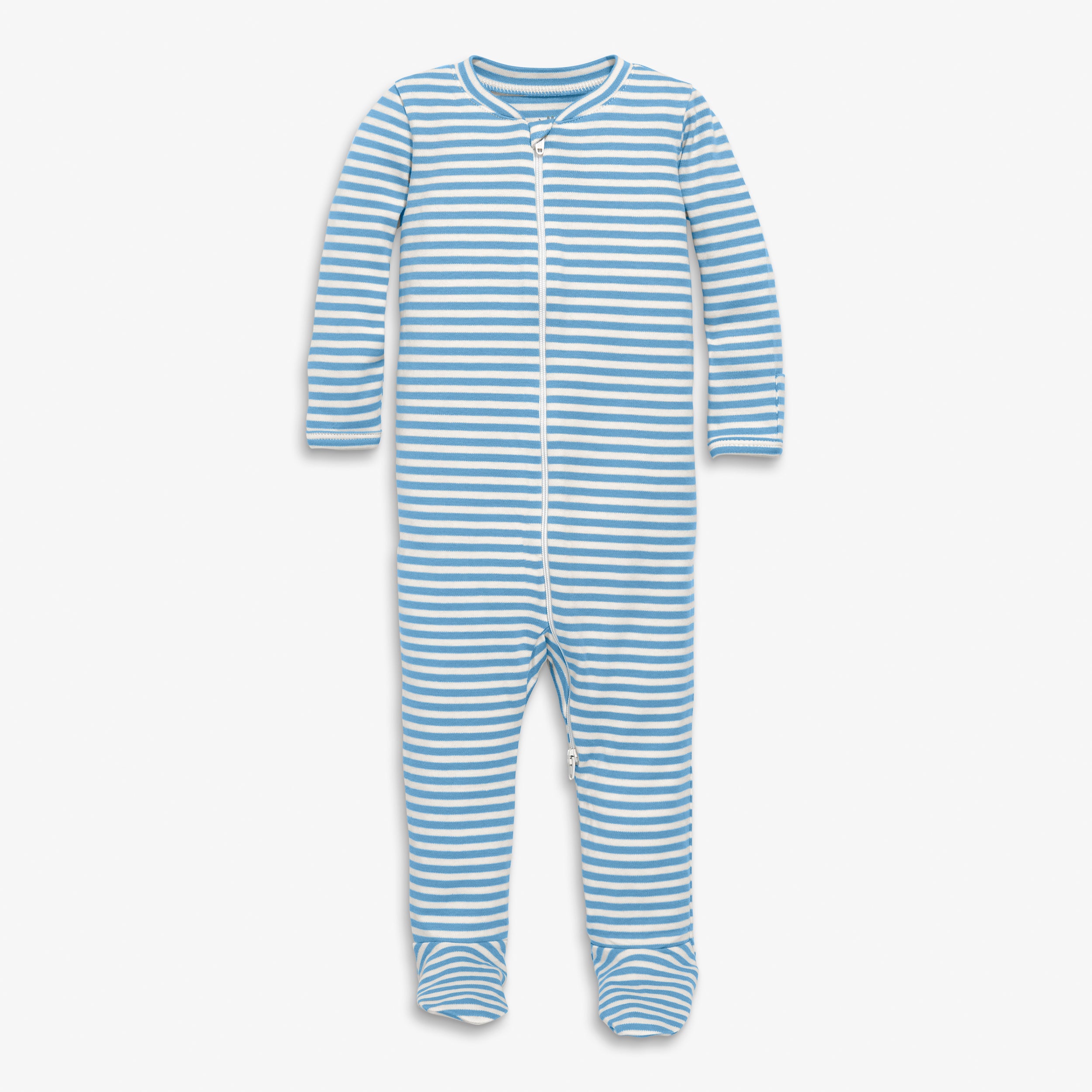 Baby Organic Zip Footie In Stripe.