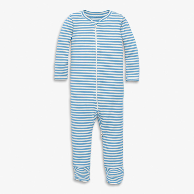 Baby Organic Zip Footie In Stripe.
