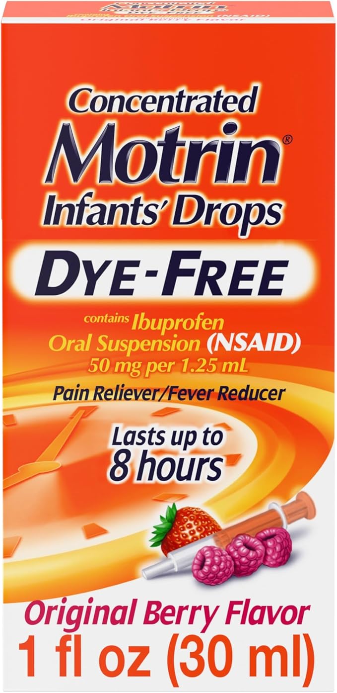 Motrin Infants' Oral Suspension Concentrated Liquid Medicine Drops.