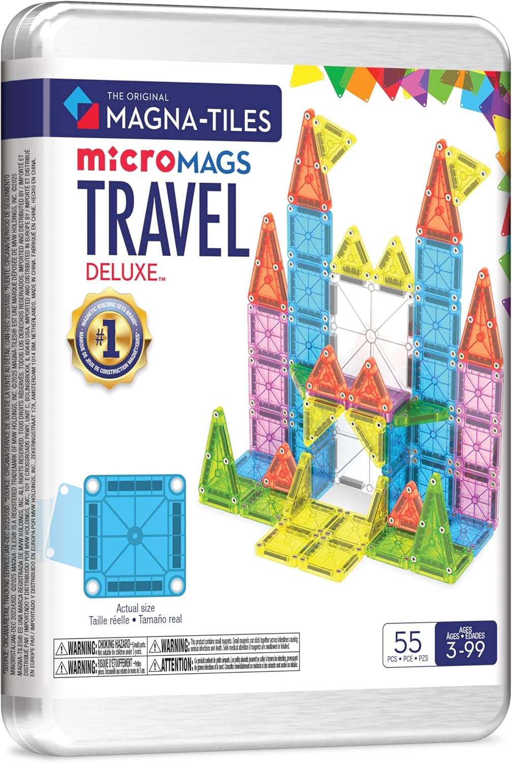 MAGNA-TILES microMAGS Travel Set Deluxe 55-Piece Magnetic Construction Set .