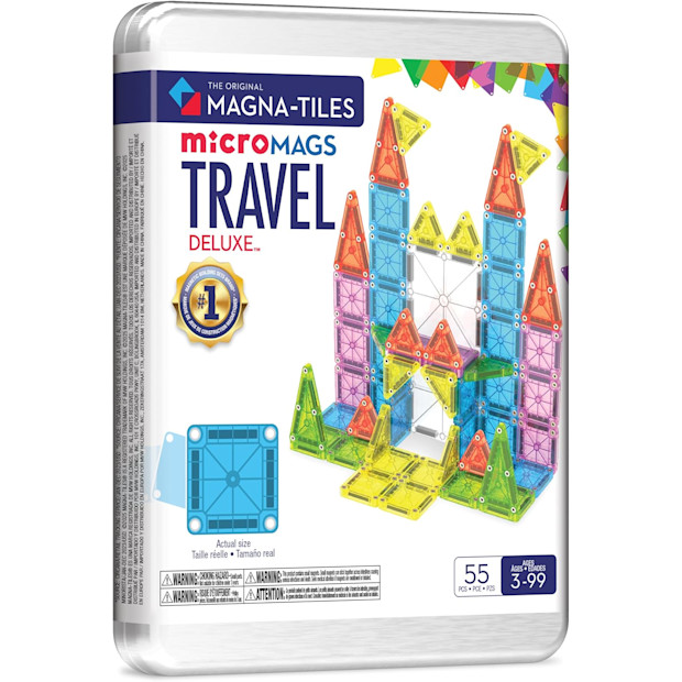 MAGNA-TILES microMAGS Travel Set Deluxe 55-Piece Magnetic Construction Set .