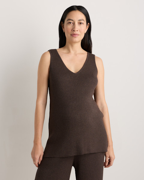 Quince Cotton Cashmere Maternity and Nursing V-Neck Tank.