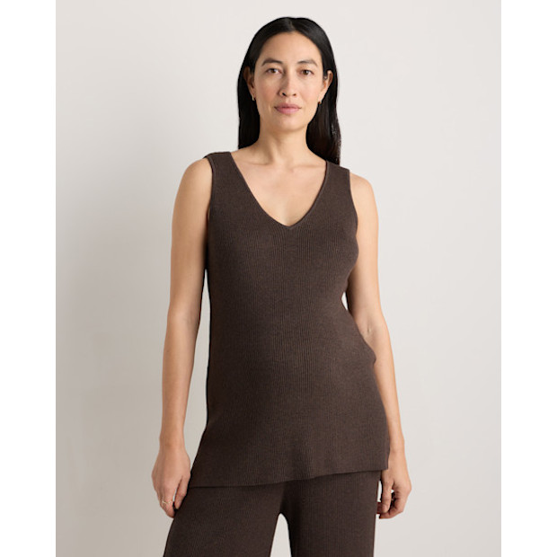 Quince Cotton Cashmere Maternity and Nursing V-Neck Tank.