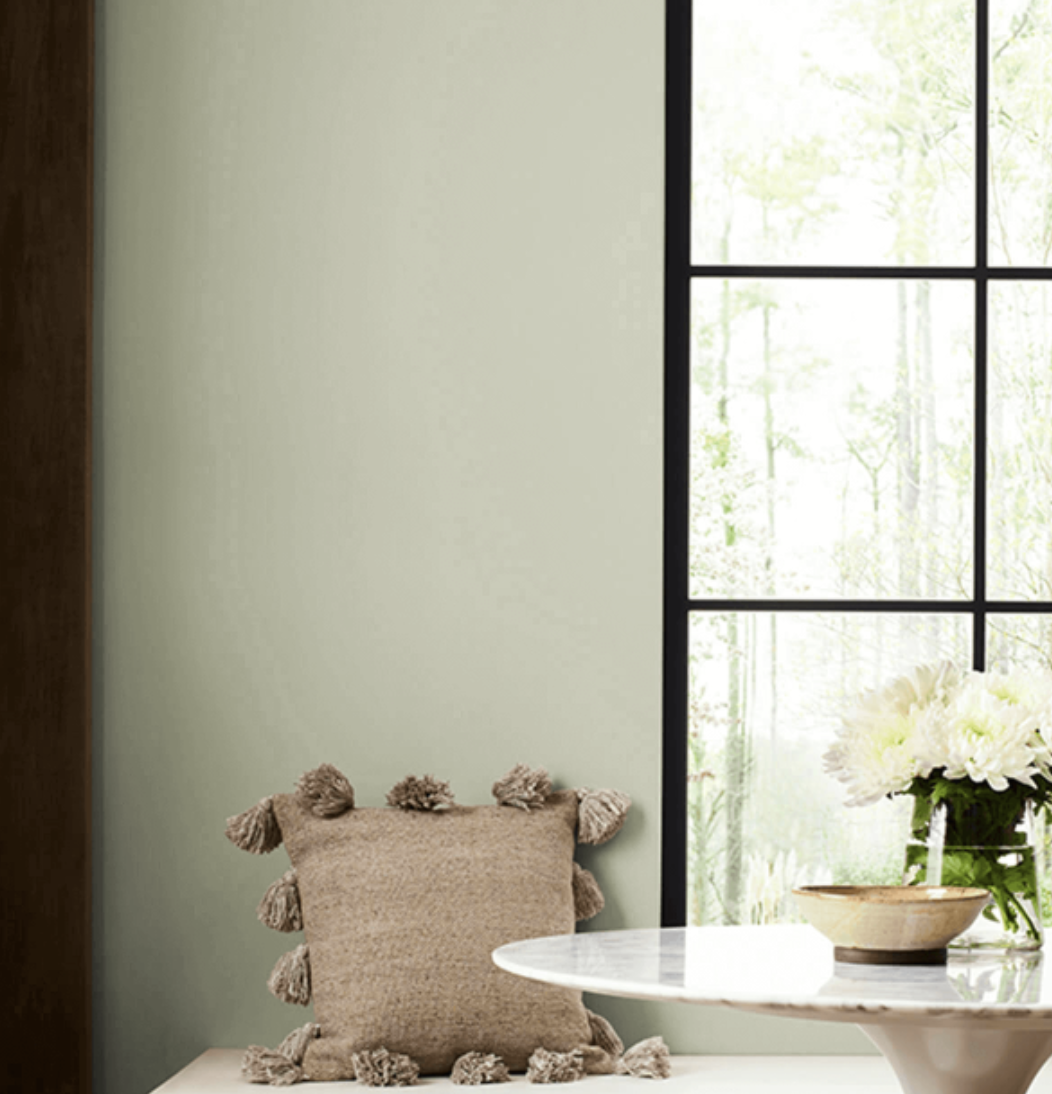 Sherwin Williams Softened Green Paint.