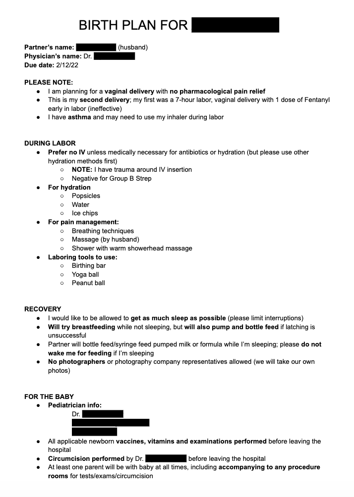 Maternity Hospital Bag Checklist printable Word Document 
