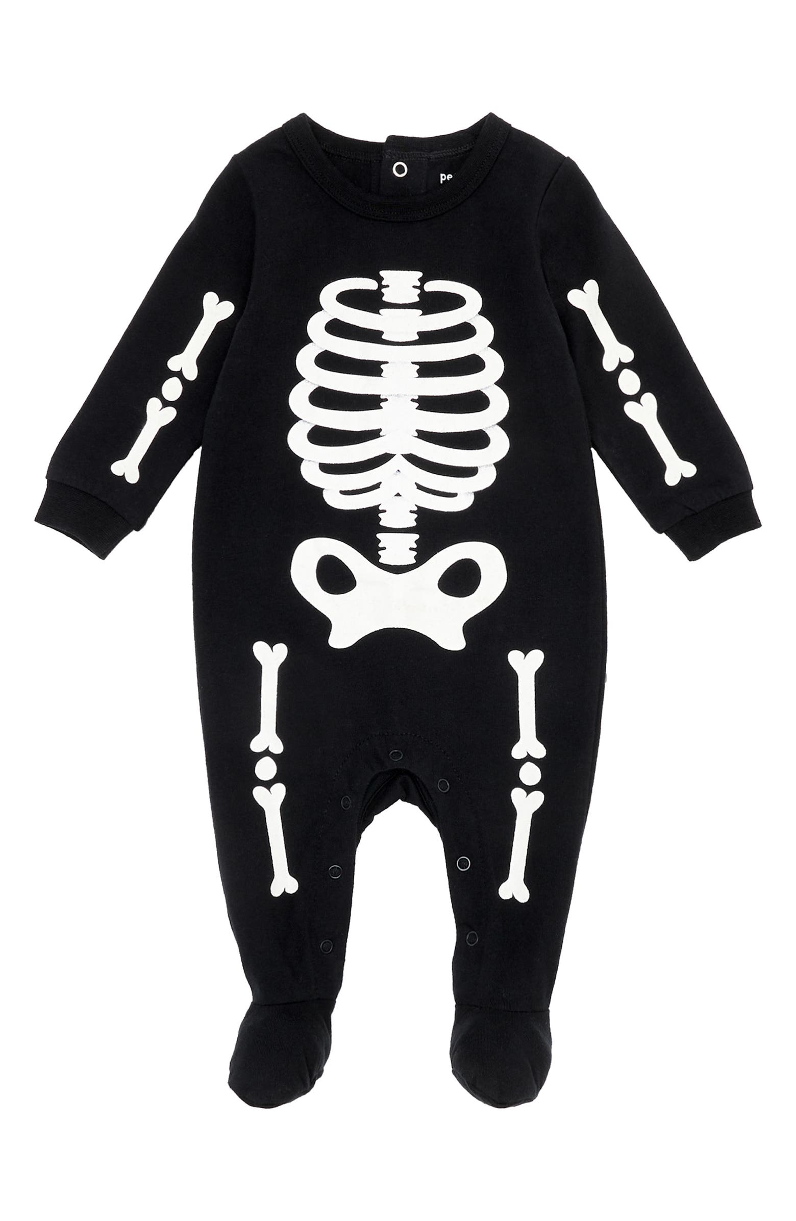 Petit Lem Baby Skeleton Glow in the Dark Organic Cotton Footie.