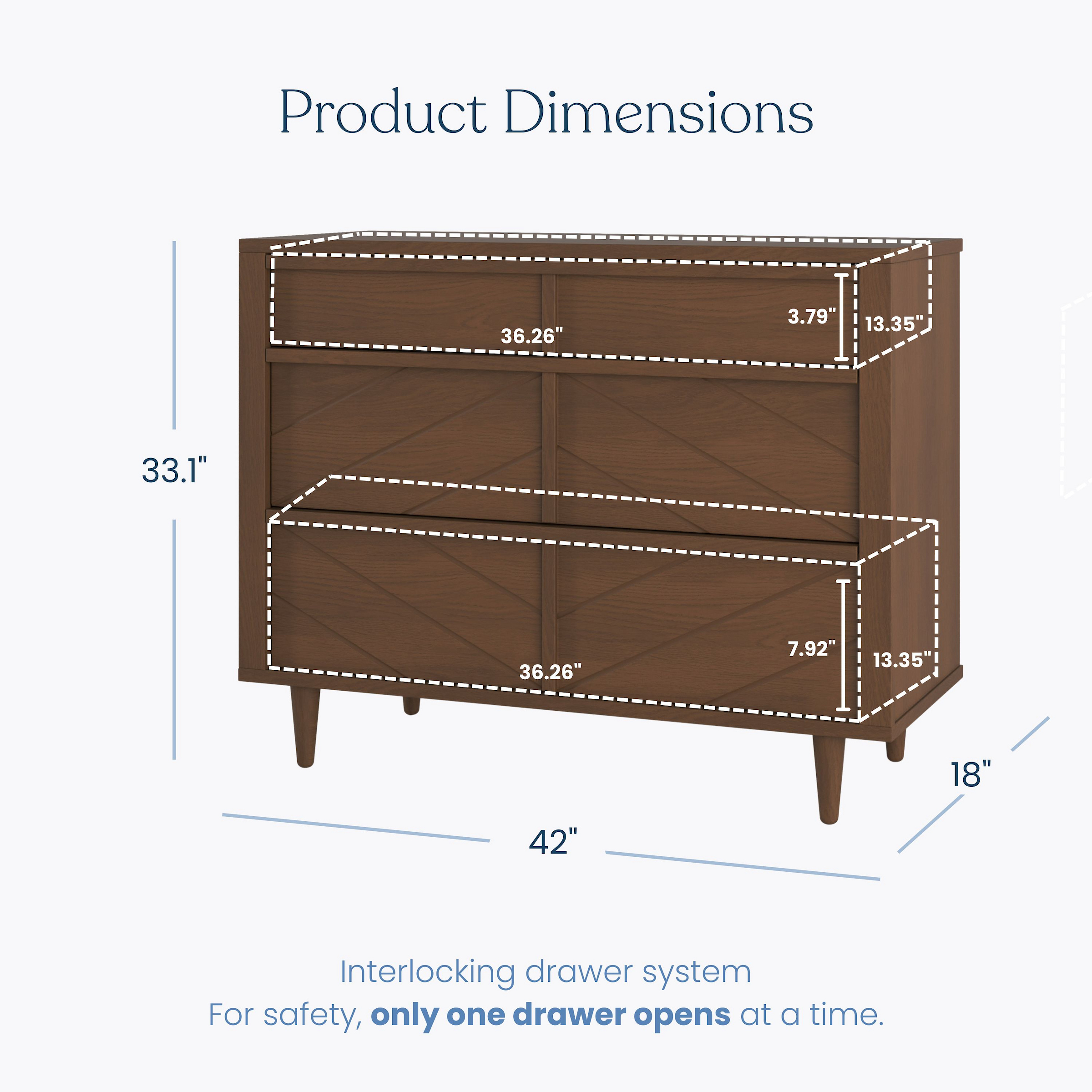 Child Craft Surrey Hill 3-Drawer Dresser - Toasted Chestnut.