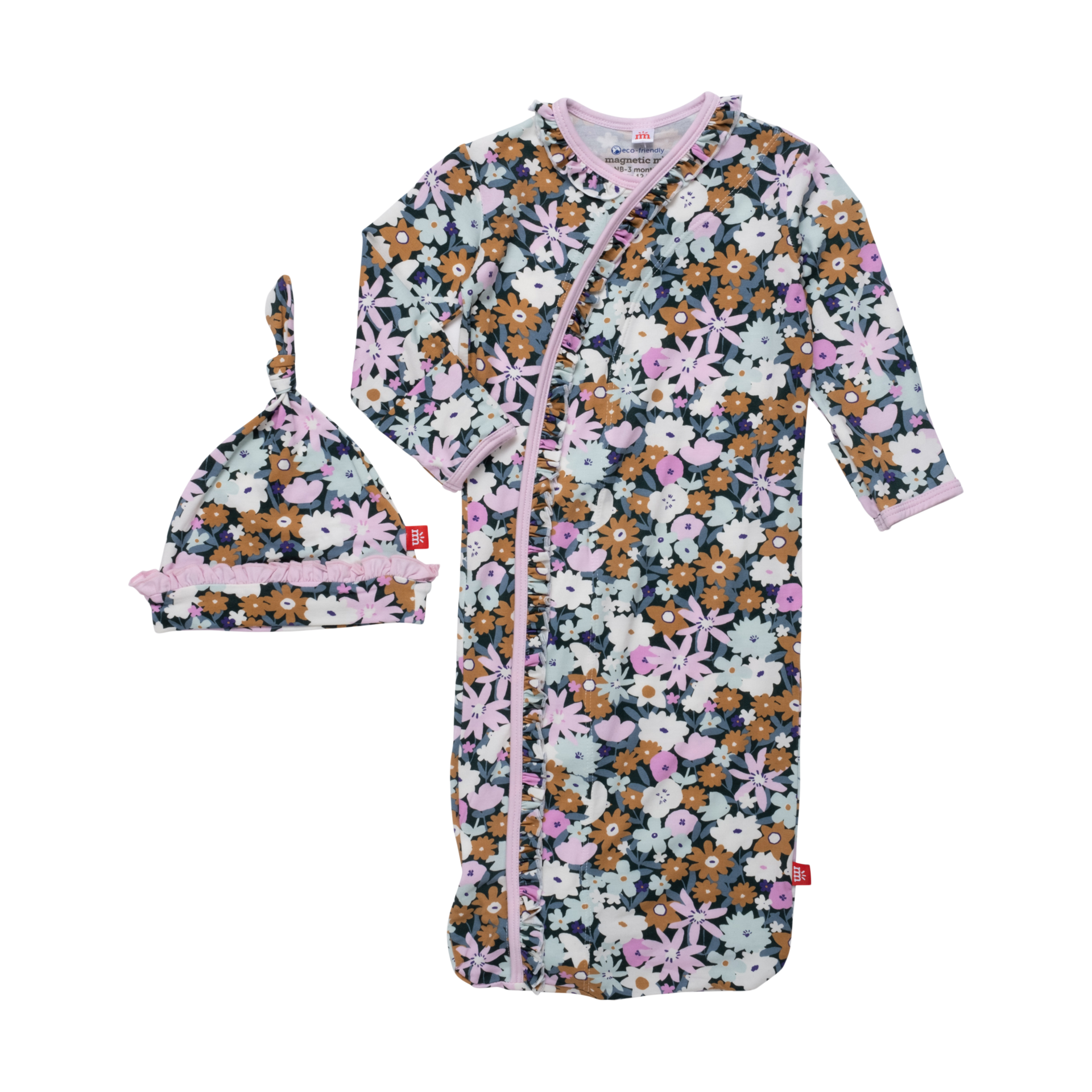 Magnetic Me Newborn Sleeper Gown & Hat Set - Modal Fabric With Magnetic Closure