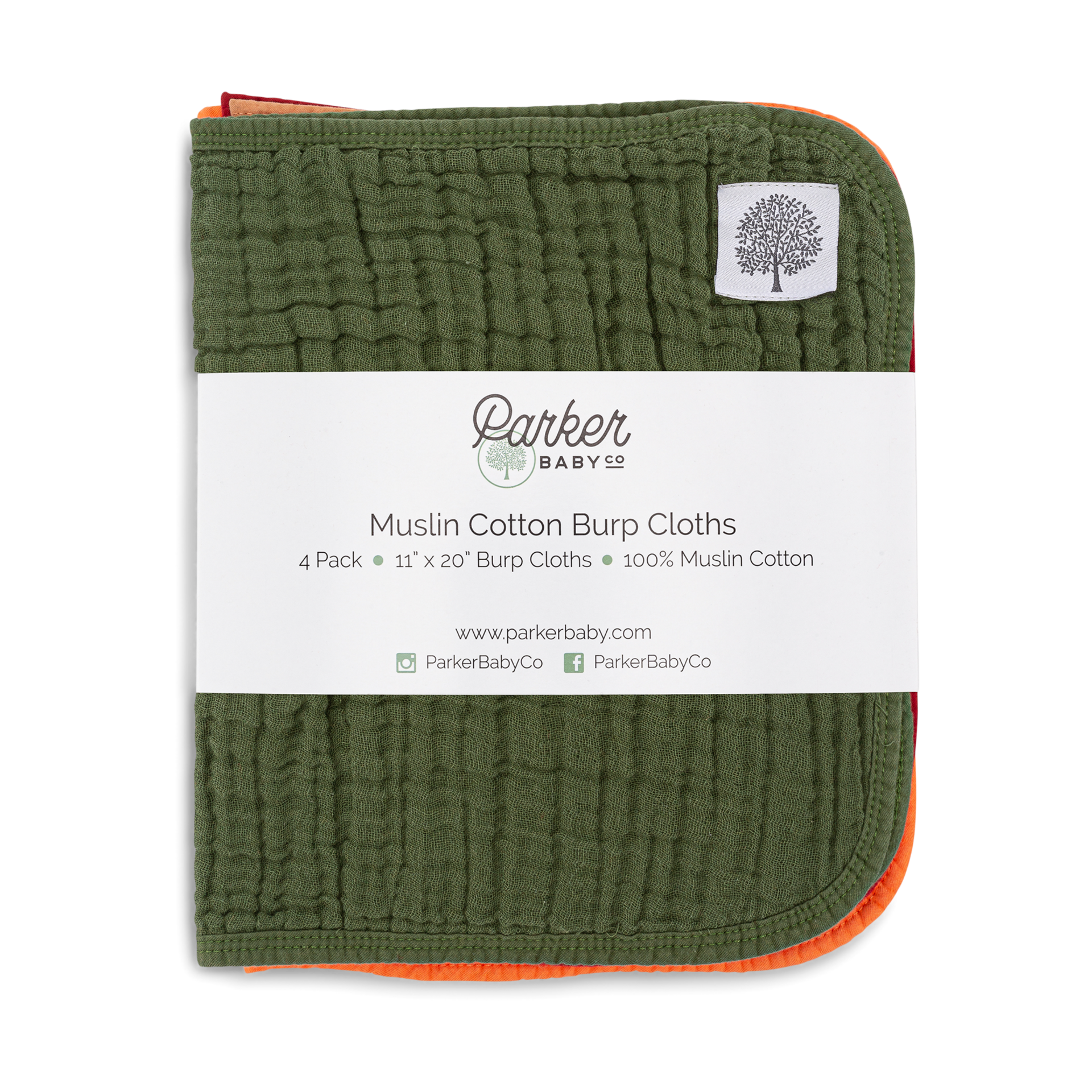 Parker Baby Co. Muslin Cotton Burp Cloths (4-Pack).
