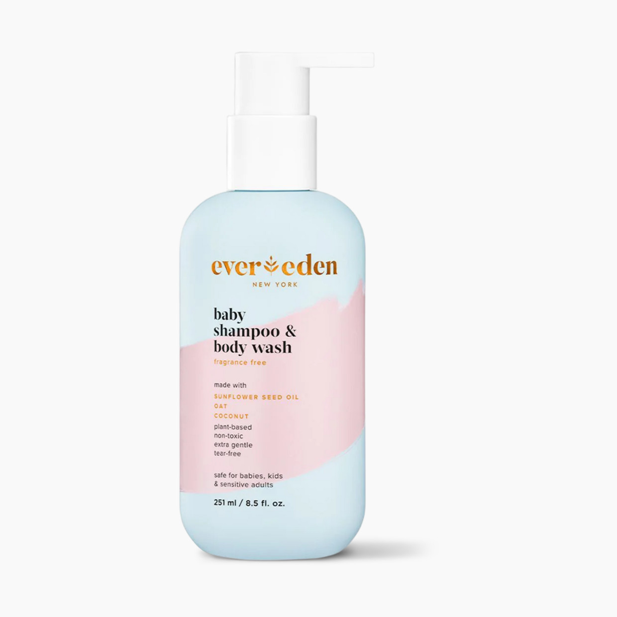 Evereden Baby Shampoo and Body Wash - Fragrance Free, 251ml.