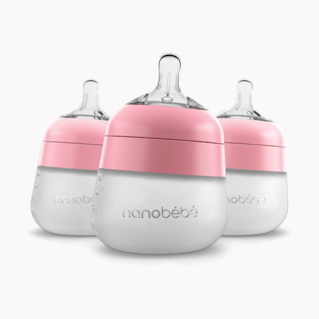 Nanobebe Flexy Silicone Baby Bottle - Pink, 5 Oz, 3.