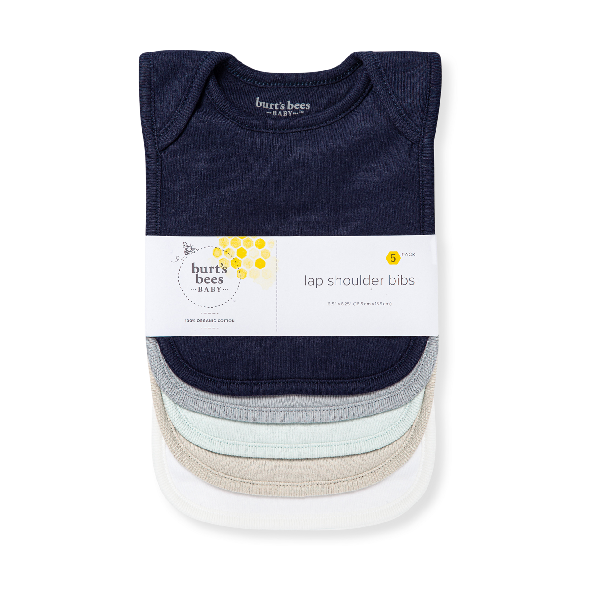 Burt's Bees Baby Organic Lap Shoulder Bibs (5-Pack) - Midnight.