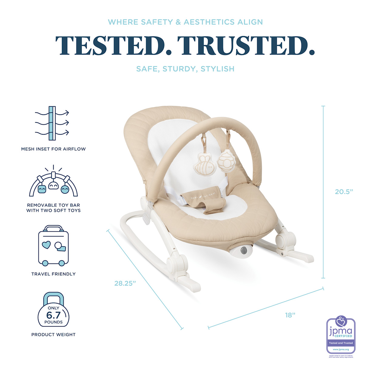 Baby Delight Aura Deluxe Portable Rocker & Seat - Organic Oat.