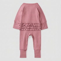 Rosewood Ribbed Ruffle Zippy – Little Sleepies