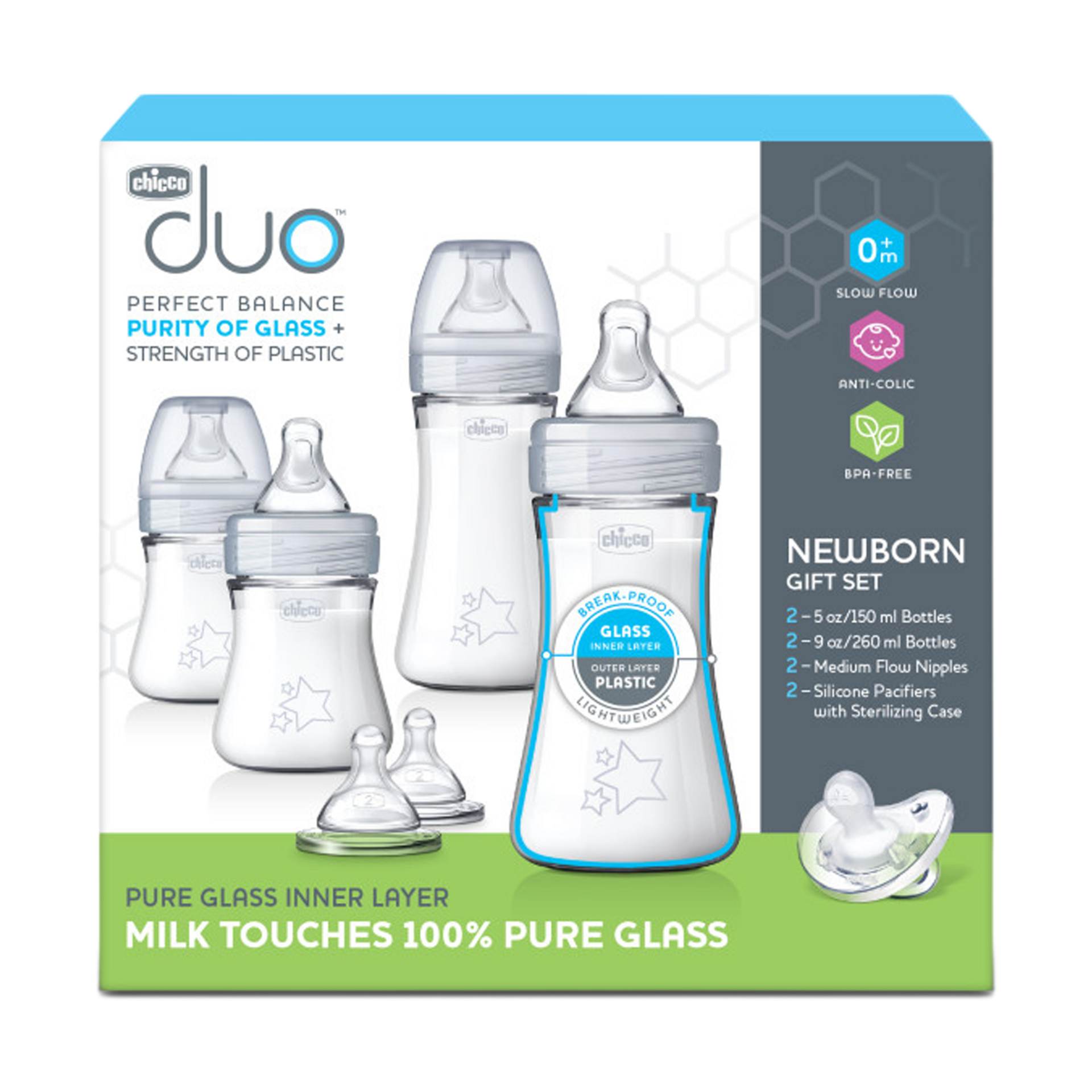 Chicco Duo Newborn Hybrid Baby Bottle Starter Gift Set.