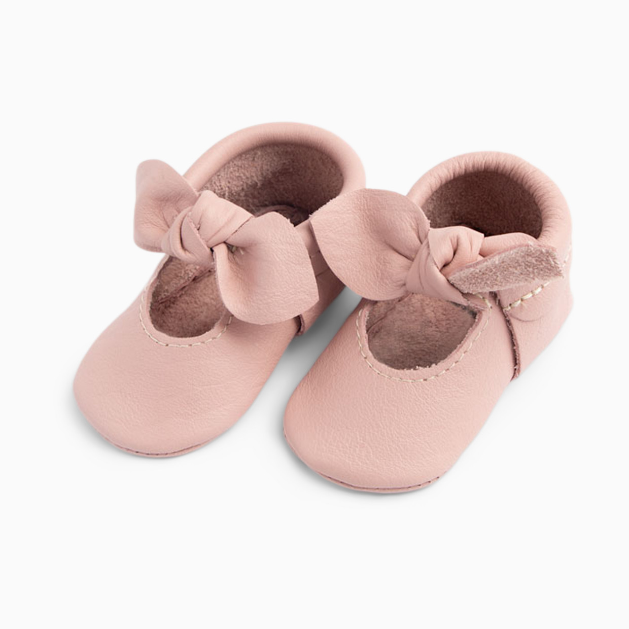 Freshly Picked Knotted Bow Moccasins - Blush, Newborn.