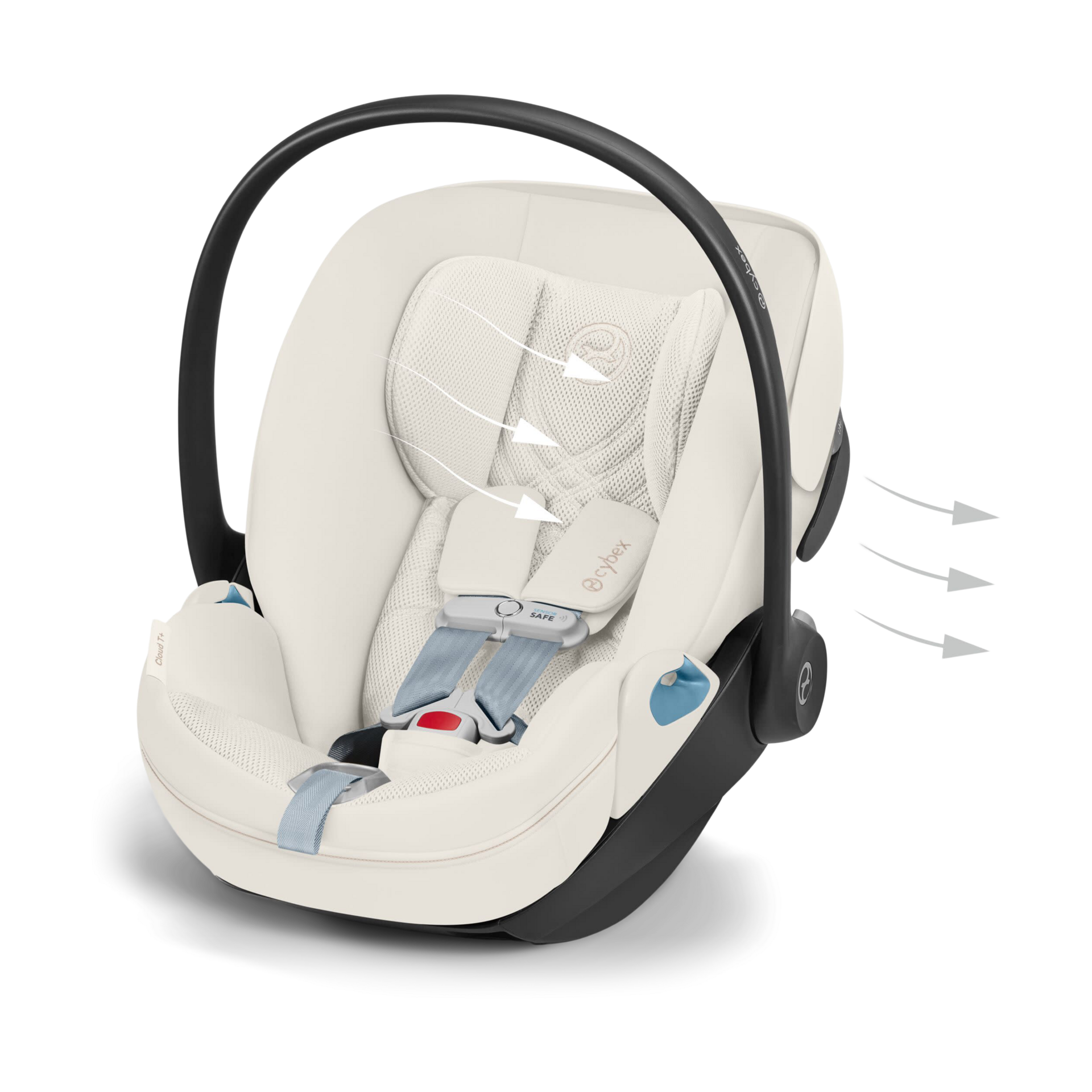 Cybex Cloud T Comfort Extend Infant Car Seat with SensorSafe - Off White.
