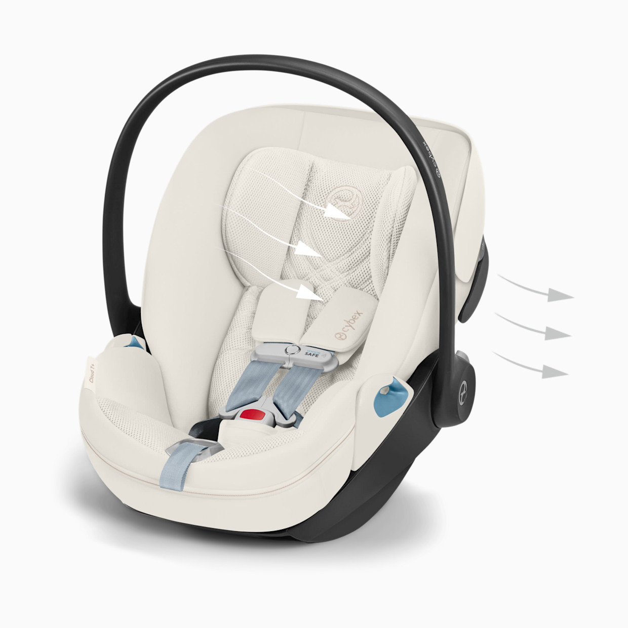 Cybex Cloud T Comfort Extend Infant Car Seat with SensorSafe - Off White.