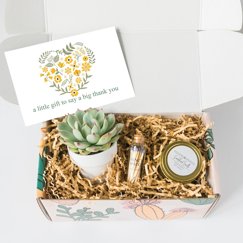 Succulent Kreations Co "Thank You" Succulent and Candle Gift.