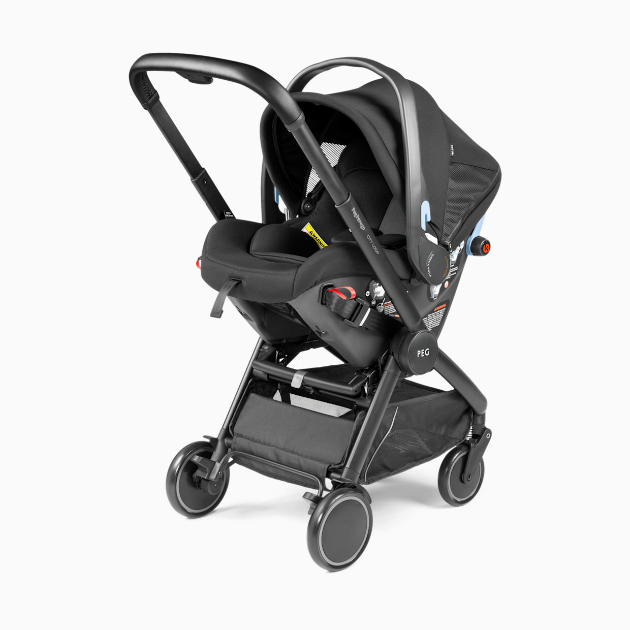 Peg Perego PEG City Loop Infant Car Seat & Stroller Combo with Primo Viaggio Urban Mobility Car Seat - True Black.