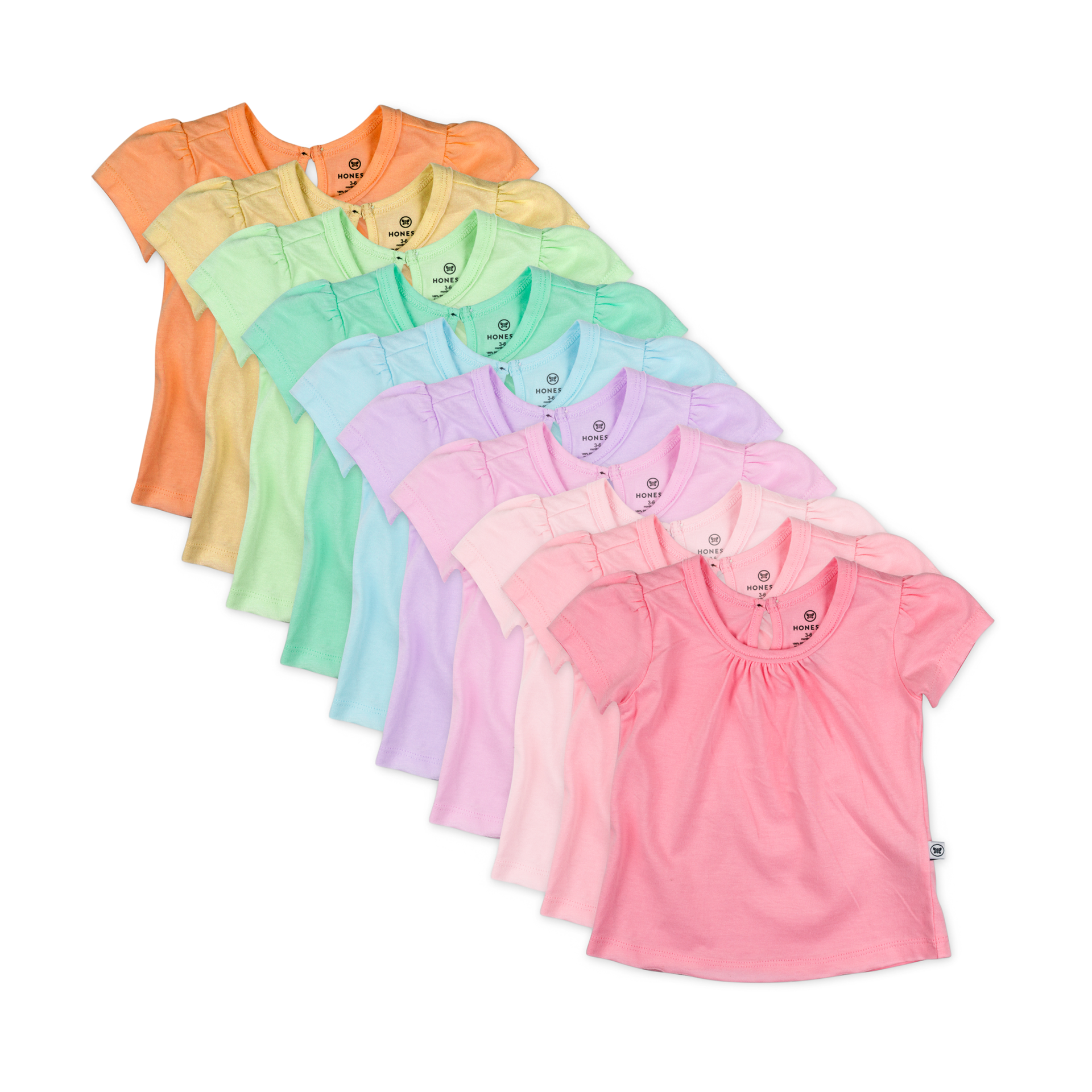 Baby-Girls 5-Pack Puff Sleeve T-Shirts 100% Organic Cotton Baby, Toddler, Little Kid, Girl