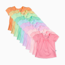 Baby-Girls 5-Pack Puff Sleeve T-Shirts 100% Organic Cotton Baby, Toddler, Little Kid, Girl