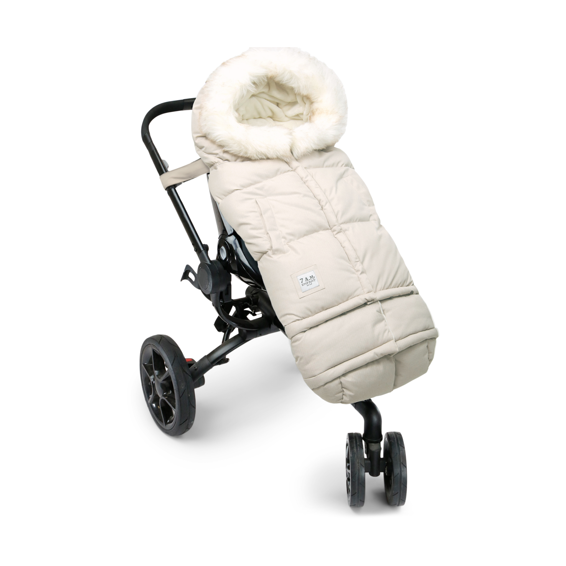 7AM Enfant Blanket 212 - White Fur & Beige Heather, 6 M-4 T.