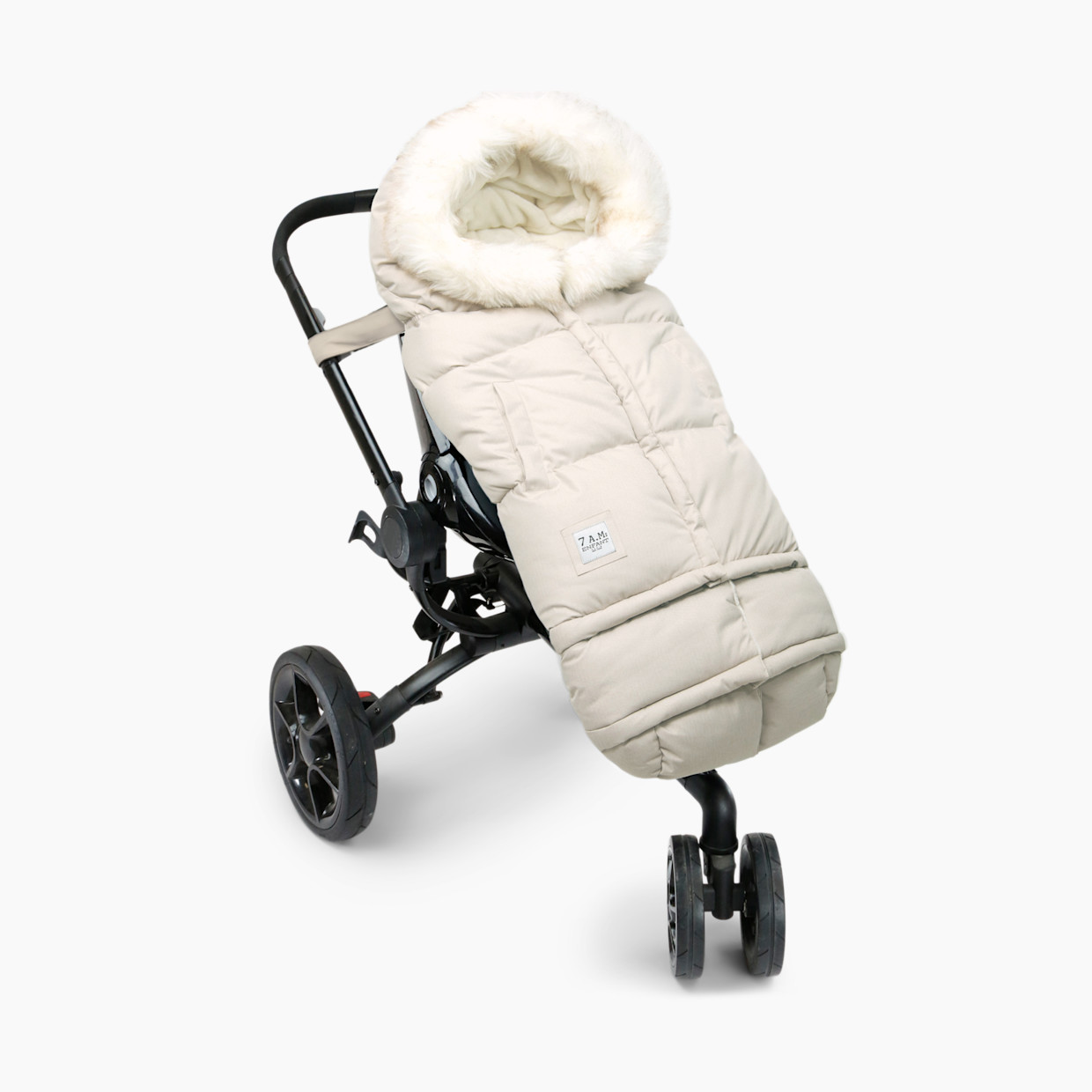 7AM Enfant Blanket 212 - White Fur & Beige Heather, 6 M-4 T.
