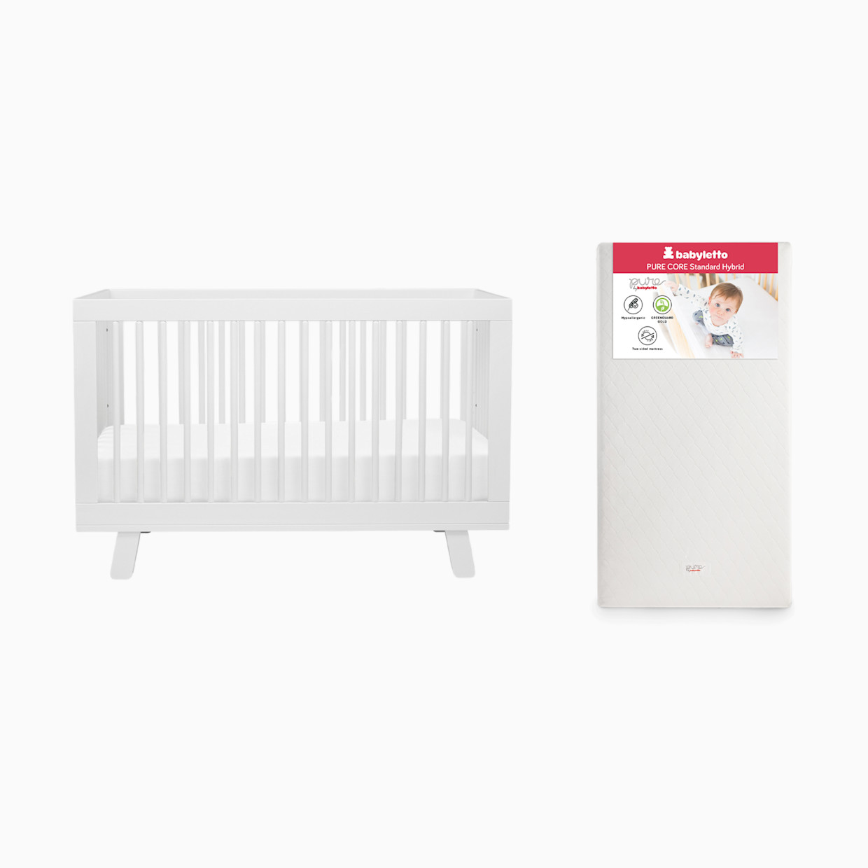 babyletto Hudson Crib & Pure Core Mattress Bundle - White.