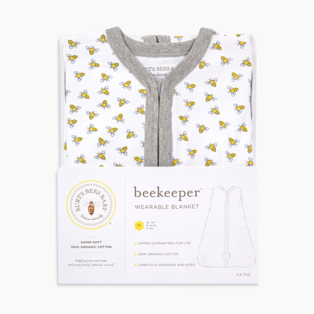 Burt's Bees Baby Beekeeper Organic Wearable Blanket - Honey Bee, 0-6 Months.