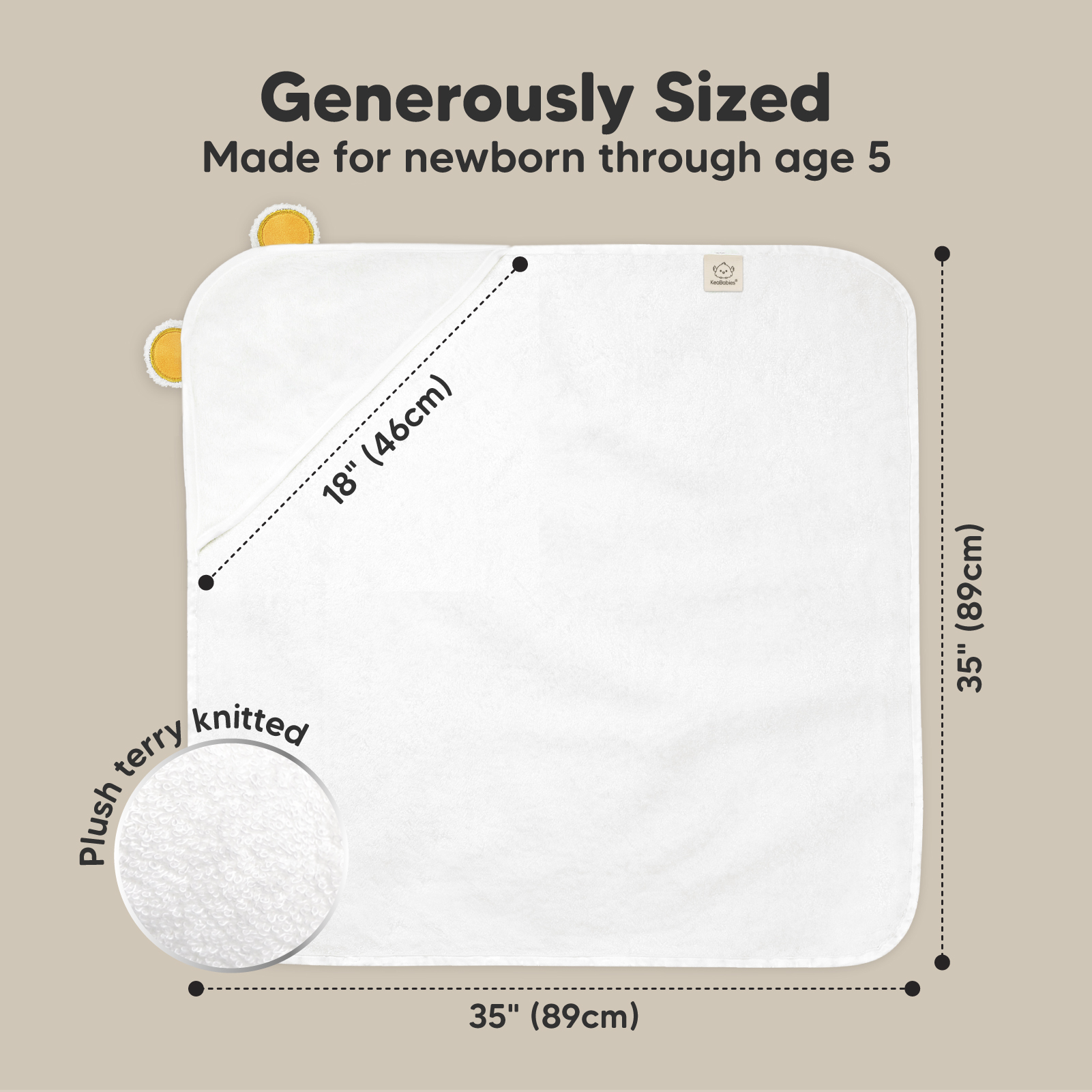 KeaBabies Cuddle Bamboo Viscose Hooded Towel - Bear.