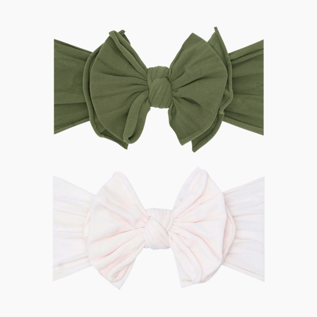 Baby Bling FAB-BOW-LOUS Set (2 pack) - Army Green And Ballet Pink.