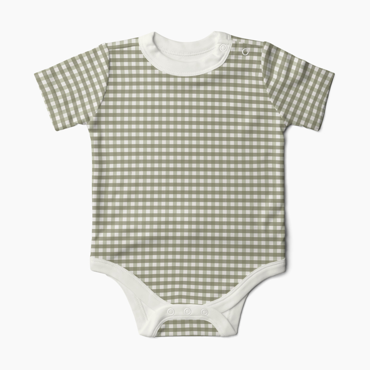 Goumi Kids Short-Sleeve Bodysuit - Gingham, 6-12 Months.